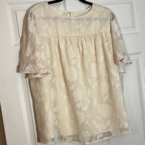 Chic Cream Floral Blouse for Women